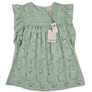 INDUSTRY ~Woman Size XS/TP~ Aqua Foam Boho Top Shirt Blouse Cotton Crochet NWT.